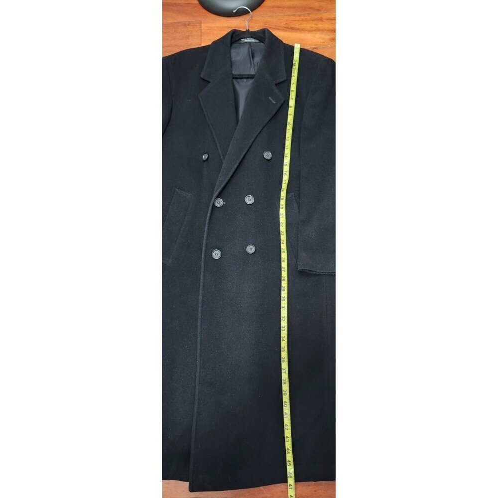 Mens Andrew Fezza Cashmere Blend Overcoat Black Double Breasted Long Coat L - Picture 11 of 16